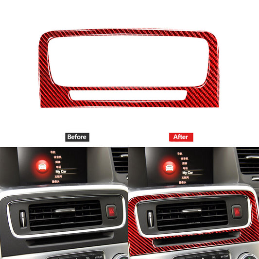 Red Carbon Fiber Center Air Vent Outlet Cover Trim for Volvo V60 2010-2017