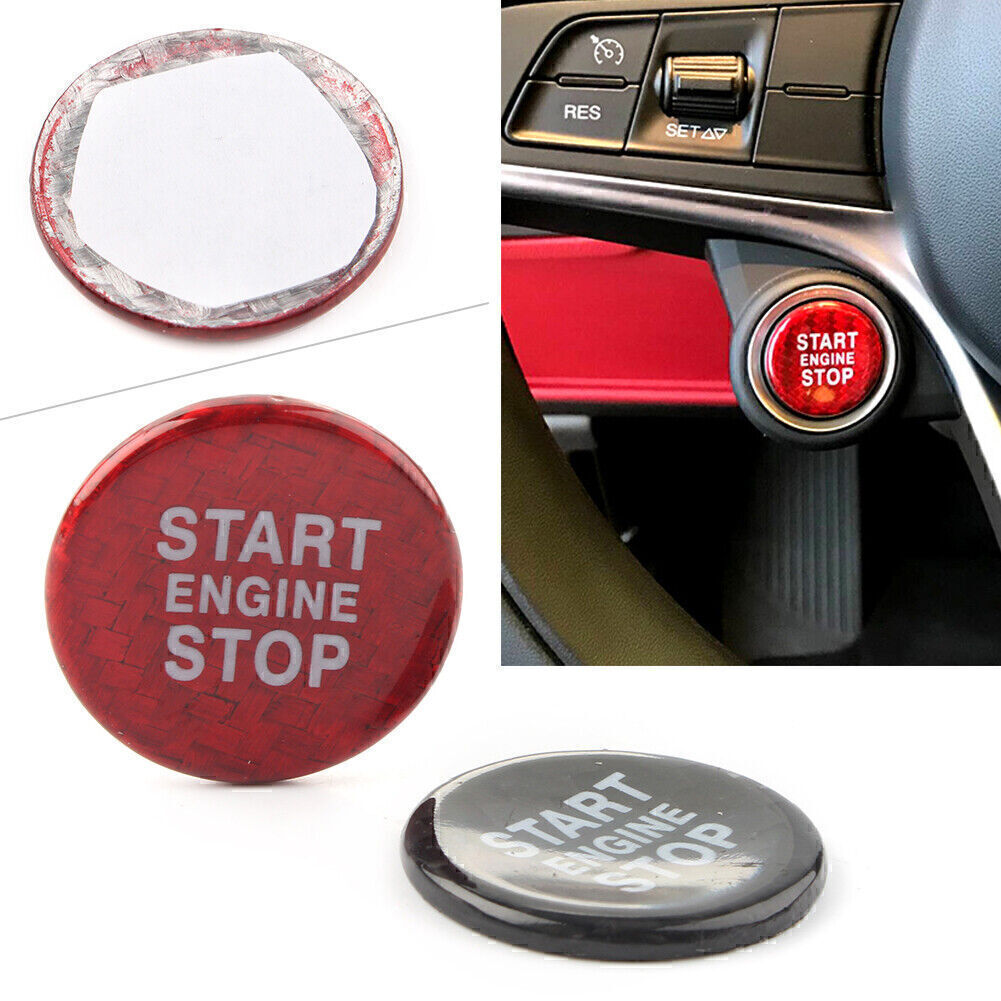 Engine Start Ignition Switch Trim Cover Decoration Fits for Alfa Romeo Carbon Fiber