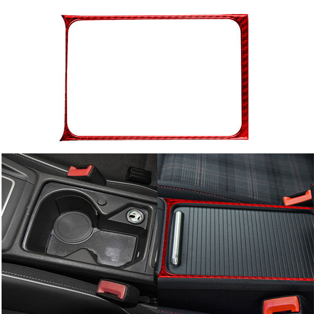 Red Center Water Cup Holder Frame Carbon Fiber Trims for VW for Golf 8 MK8 GTI 20-21