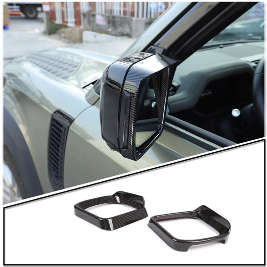 Carbon Style ABS Rear View Mirror Sun Rain Guards for Defender 110 90 2020-2023