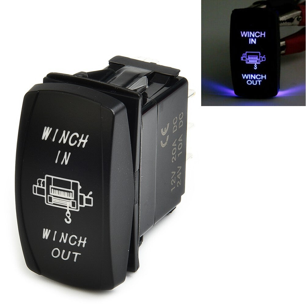 Reliable blue LED rocker winch output switch for off-road adventure 7-pin