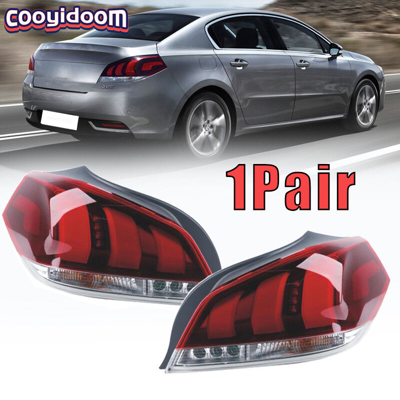 1 Pair Car Rear Bumper Fog Light Tail Brake Light for Peugeot 508 2016-2018