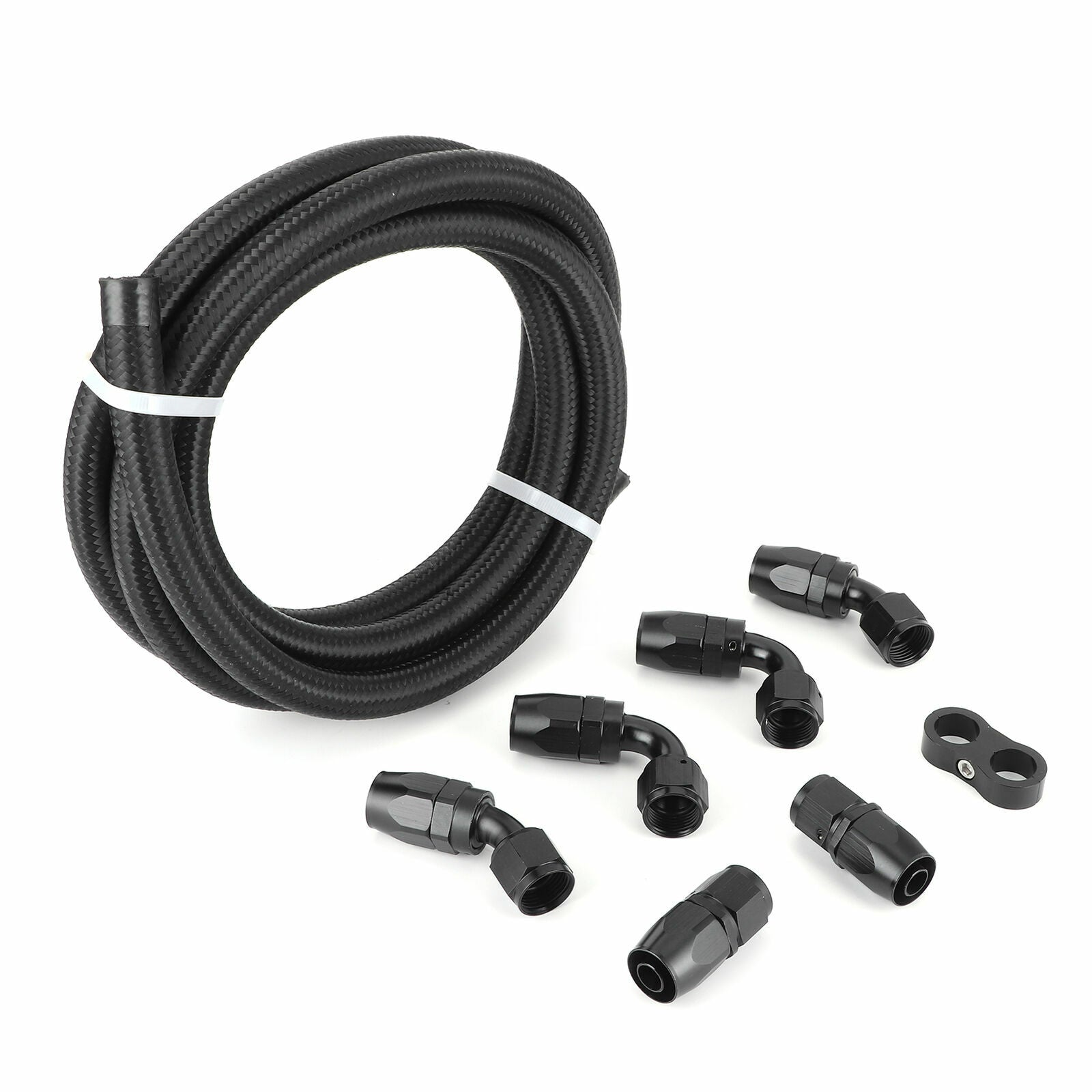 AN8-8AN Hose End Fitting Aluminum Strap Nylon Braided Oil Fuel Hose Line 9.8 ft