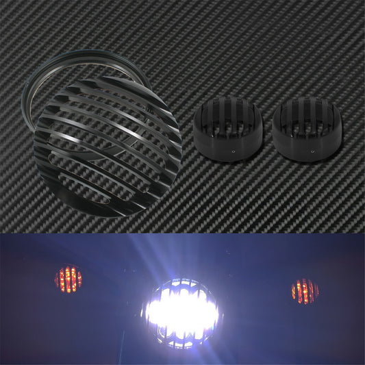 Motorcycle 5.75 Grill Headlight + Front Turn Signal Cover Fit For Sportster XL