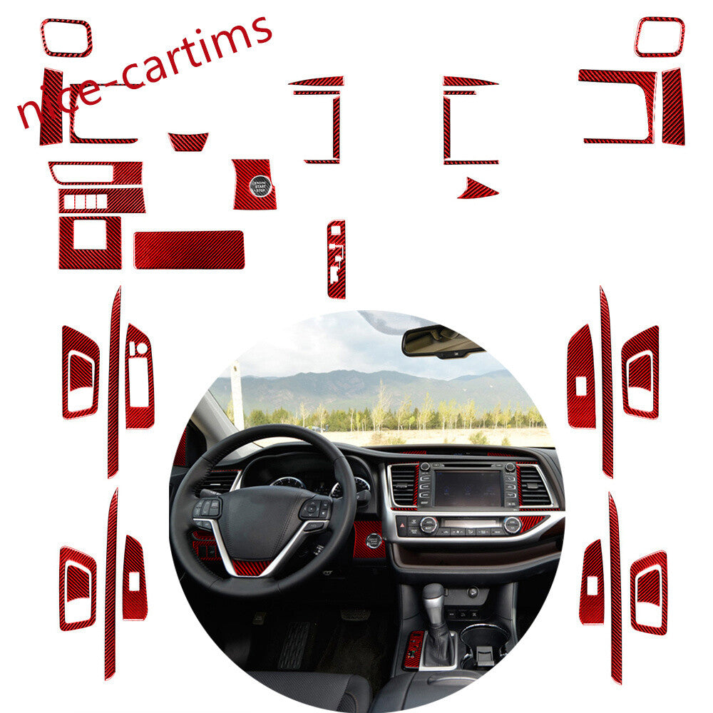 36Pcs Red Carbon Fiber Interior Full Set Trim Kits for Toyot@ Highlander 2014-19