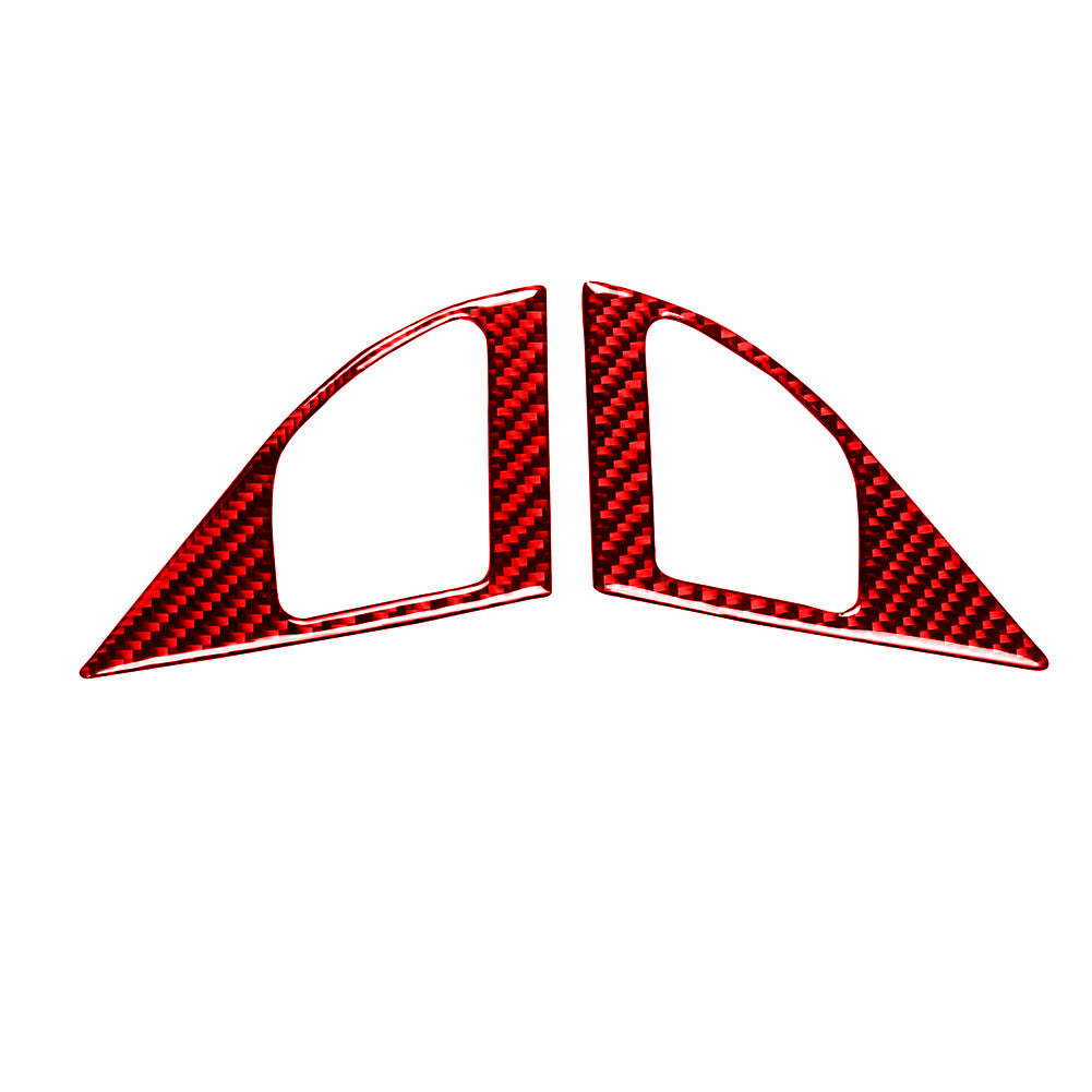 2Pcs Red Carbon Fiber Door Speakers Cover Trim Fit for Mitsubishi Lancer 08-15