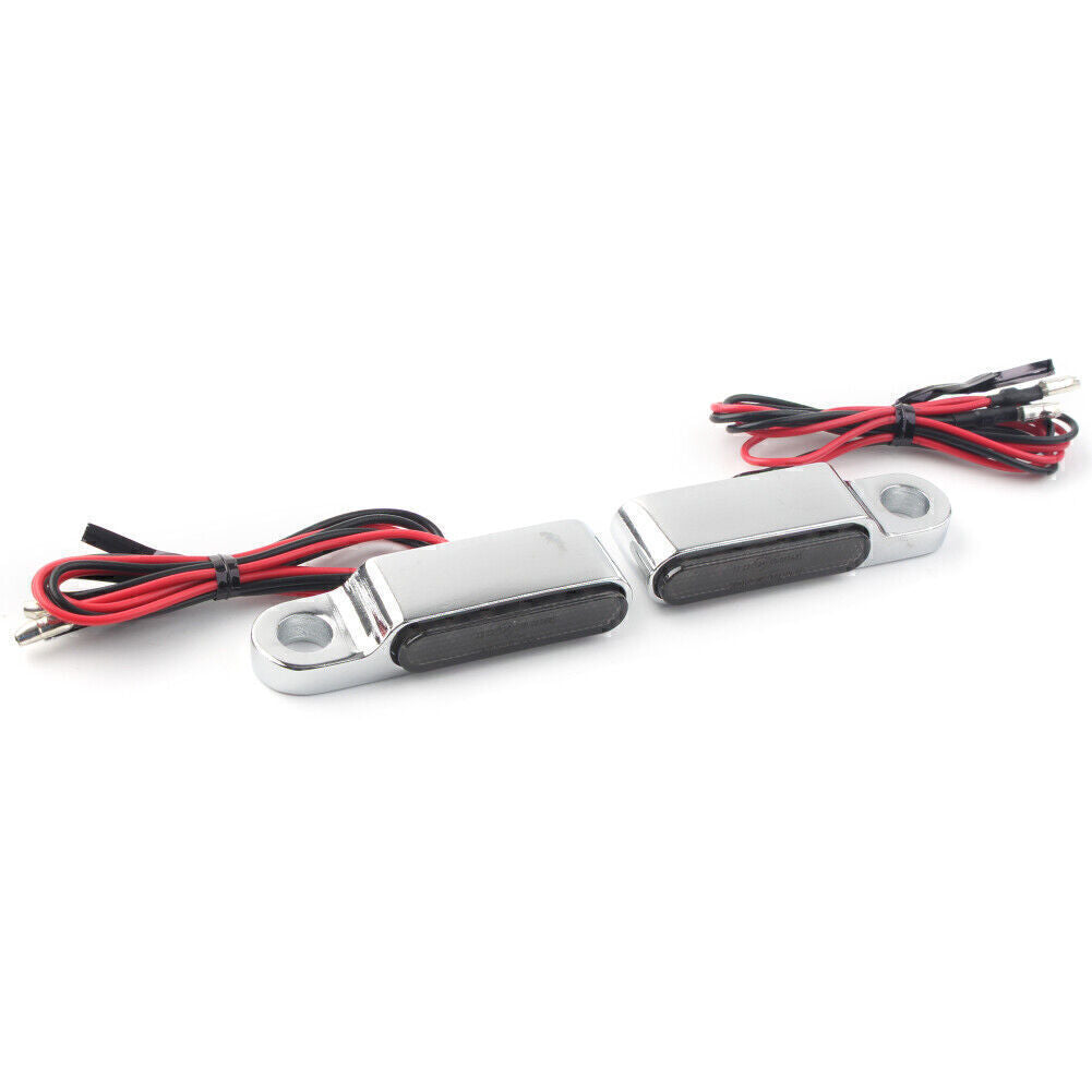 2PCS for Mini LED Motorcycle Turn Signal Light Brake Clutch Lever Flashers Silver