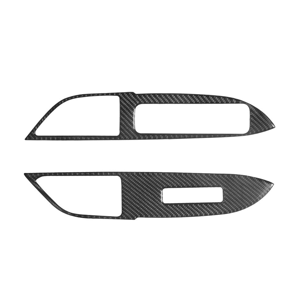 2x Carbon Fiber Front Door Switch Cover Trim for Mitsubishi Outlander 2014-2016