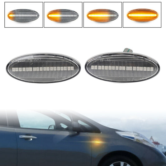 for Nissan Qashqai Juke X-trail Dynamic Clear LED Side Marker Turn Signal Light