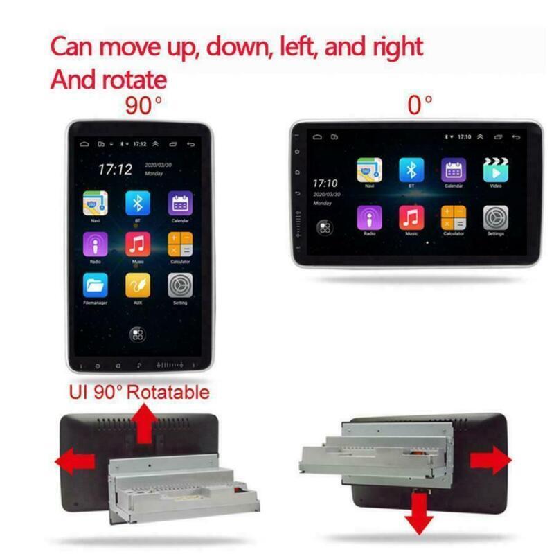 1DIN Rotatable 10.1 Android 9.1 Touch Screen Car Stereo Radio GPS Wifi Camera