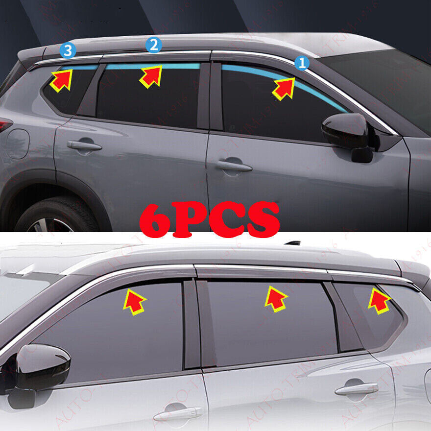 for Nissan Rogue 2021-2024 Window Visors Sun Rain Guard Deflector W/Chrome Trim