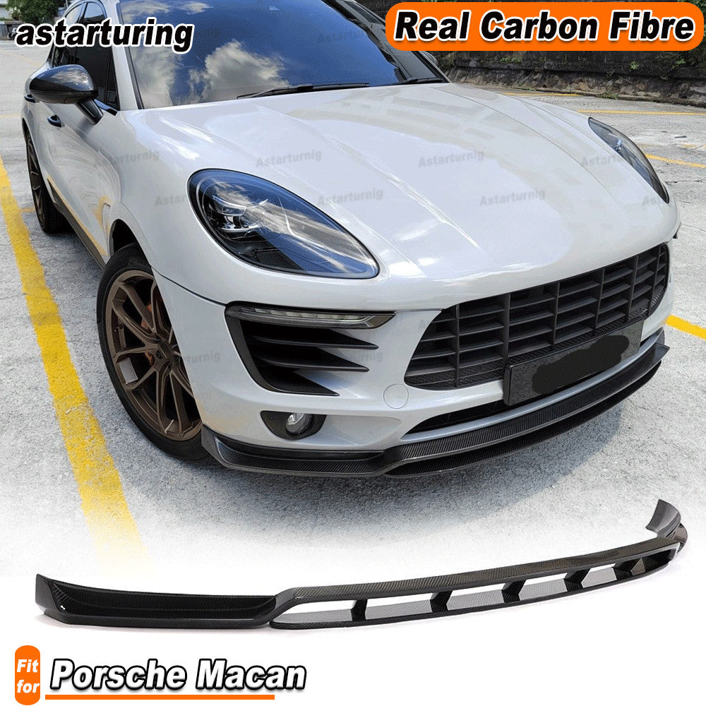 for Porsche Macan 2014-2017 Front Bumper Chin Lip Spoiler Body Kit REAL CARBON