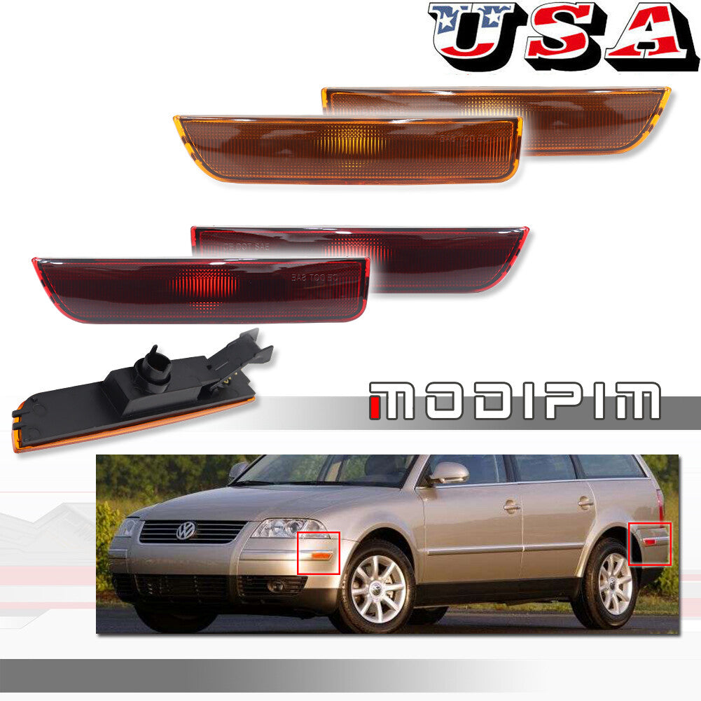 Suitable for 01-05 for Volkswagen for Passat B5.5 front and rear bumper side marker light reflectors in amber red.