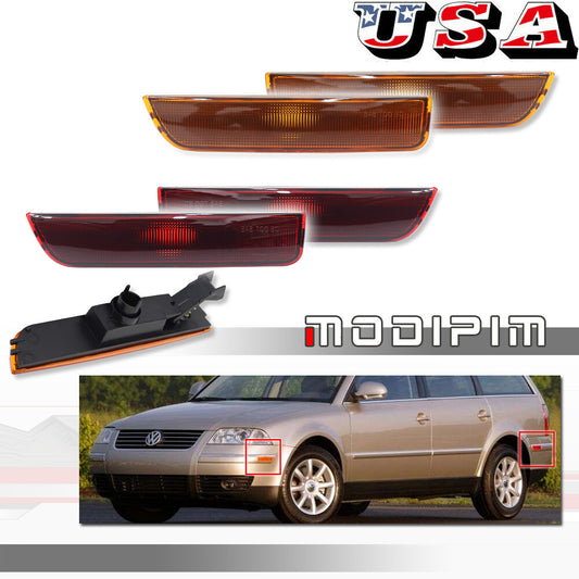 Suitable for 01-05 for Volkswagen for Passat B5.5 front and rear bumper side marker light reflectors in amber red.