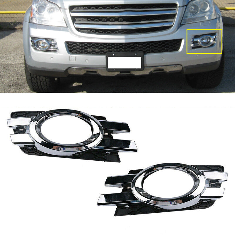 Pair For 2007-2009 for Mercedes GL450 Chorme Front Bumper Fog lamp Grille Cover