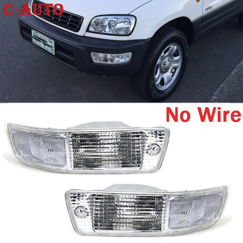 Pair White Front Bumper Fog Lamp without bulb No Wire For 1998-1999 for Toyota RAV4
