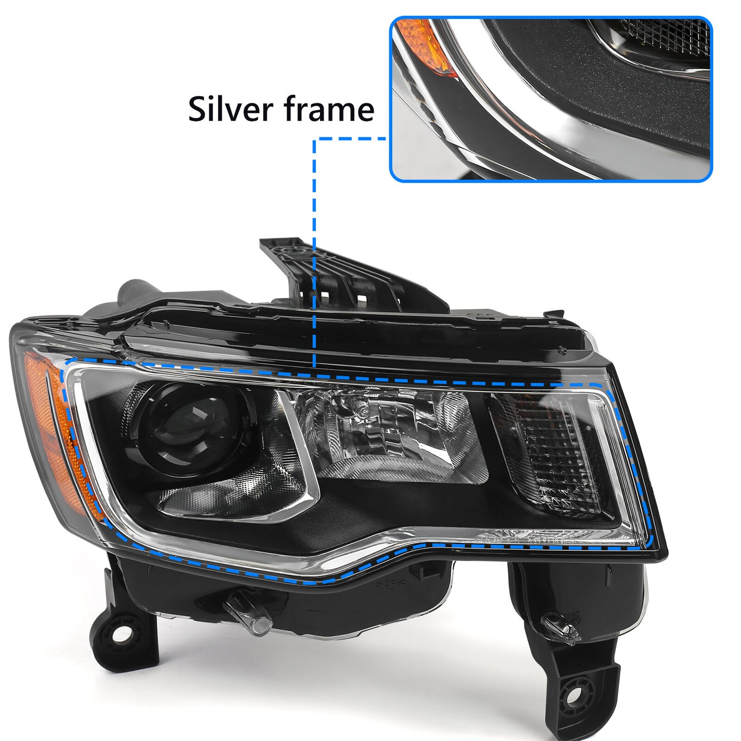 Passenger Headlight For 2017-2021 for Jeep Grand Cherokee Halogen Headlamp Assembly