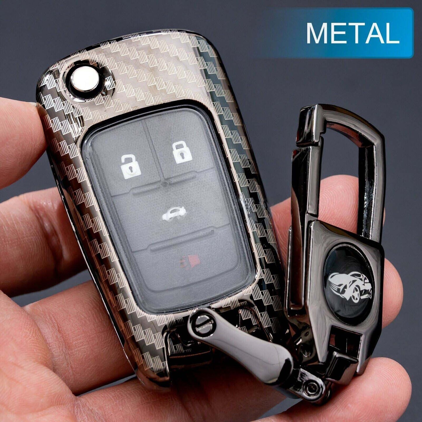 Carbon Fiber Metal Key Fob Cover Ring for Chevy for Cruze Impala Equinox Trax for Buick