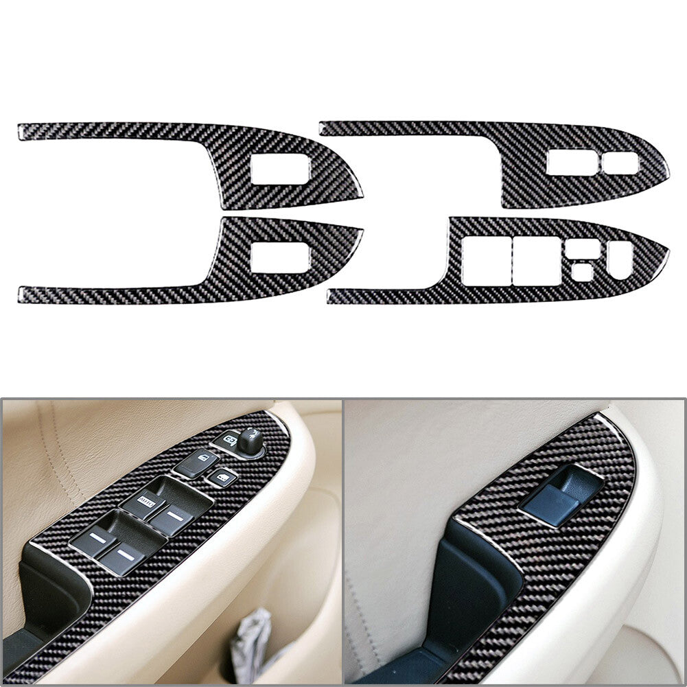 Black Carbon Fiber Window Lift Panel Switch Cover Trim for Honda Accord 03-07 04