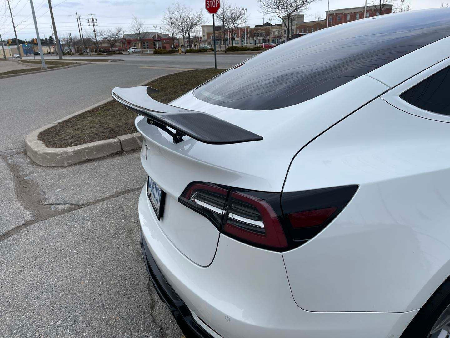 53inch Real Carbon Fiber V-Style Spoiler Wing with Legs Mount Brackets-5INCH