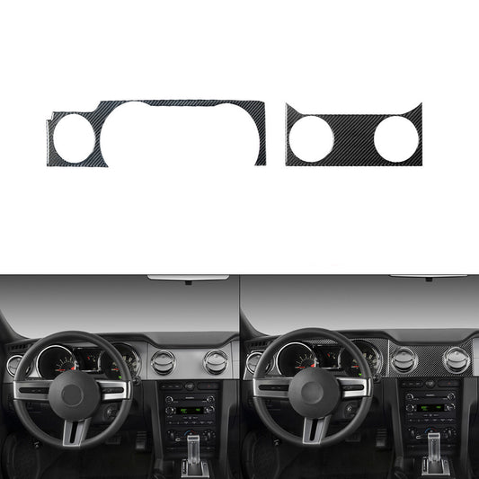 2Pcs Carbon Fiber Interior Console Panel Cover Trim for Ford for Mustang 2005-2009