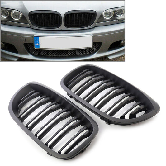 Double Line Front Bumper Kidney Grille Fit for BMW 3-Series E46 2-Door 2003-2006