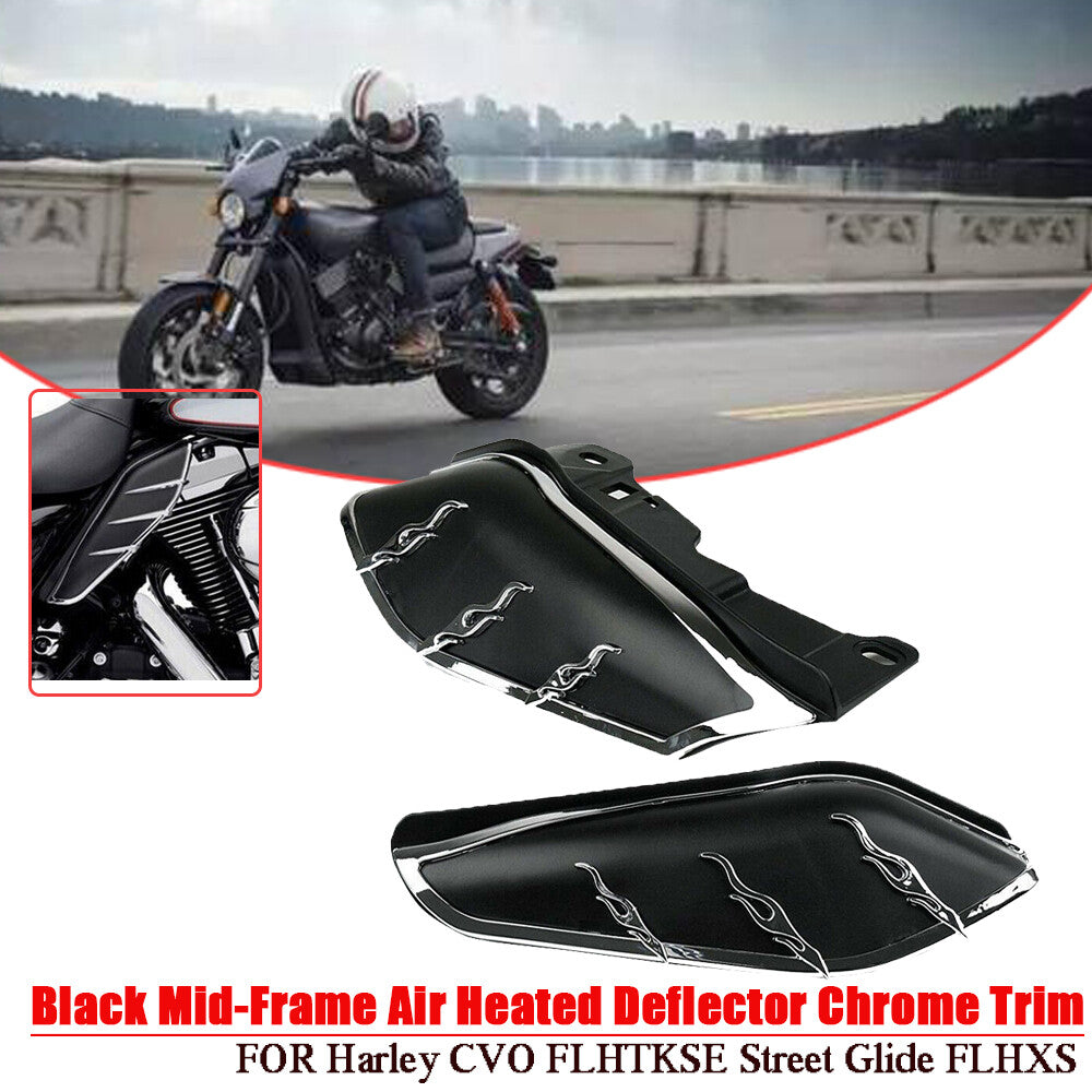2-Piece Mid-Frame Air Deflector Heat Cover Trim for Harley Road Glide 2009-12 Black