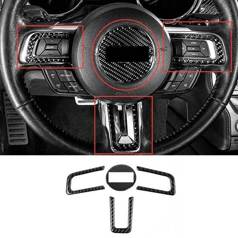 Carbon Fiber Steering Wheel Frame Cover Trim 4PCS Fit for Ford for Mustang 2015-2022