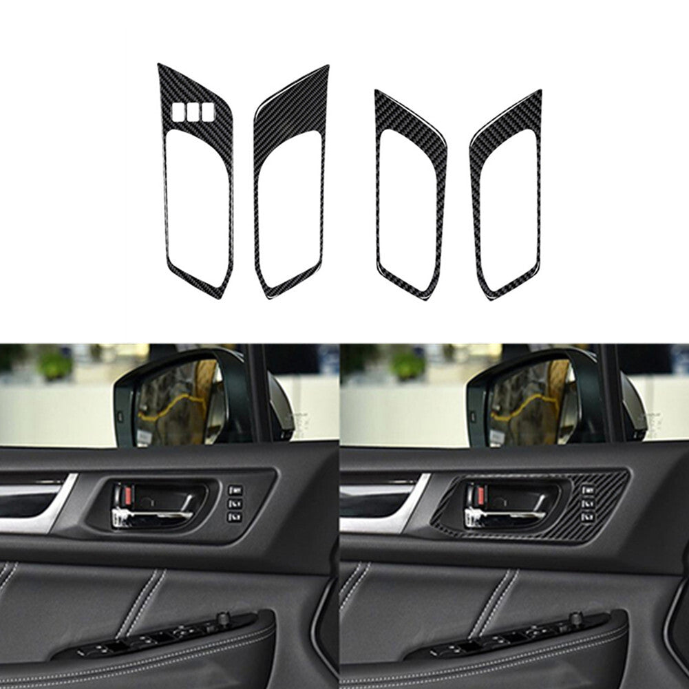 4X Carbon Fiber Door Handle Cover Trim for Subaru Outback Legacy 2015-2017 TypeA
