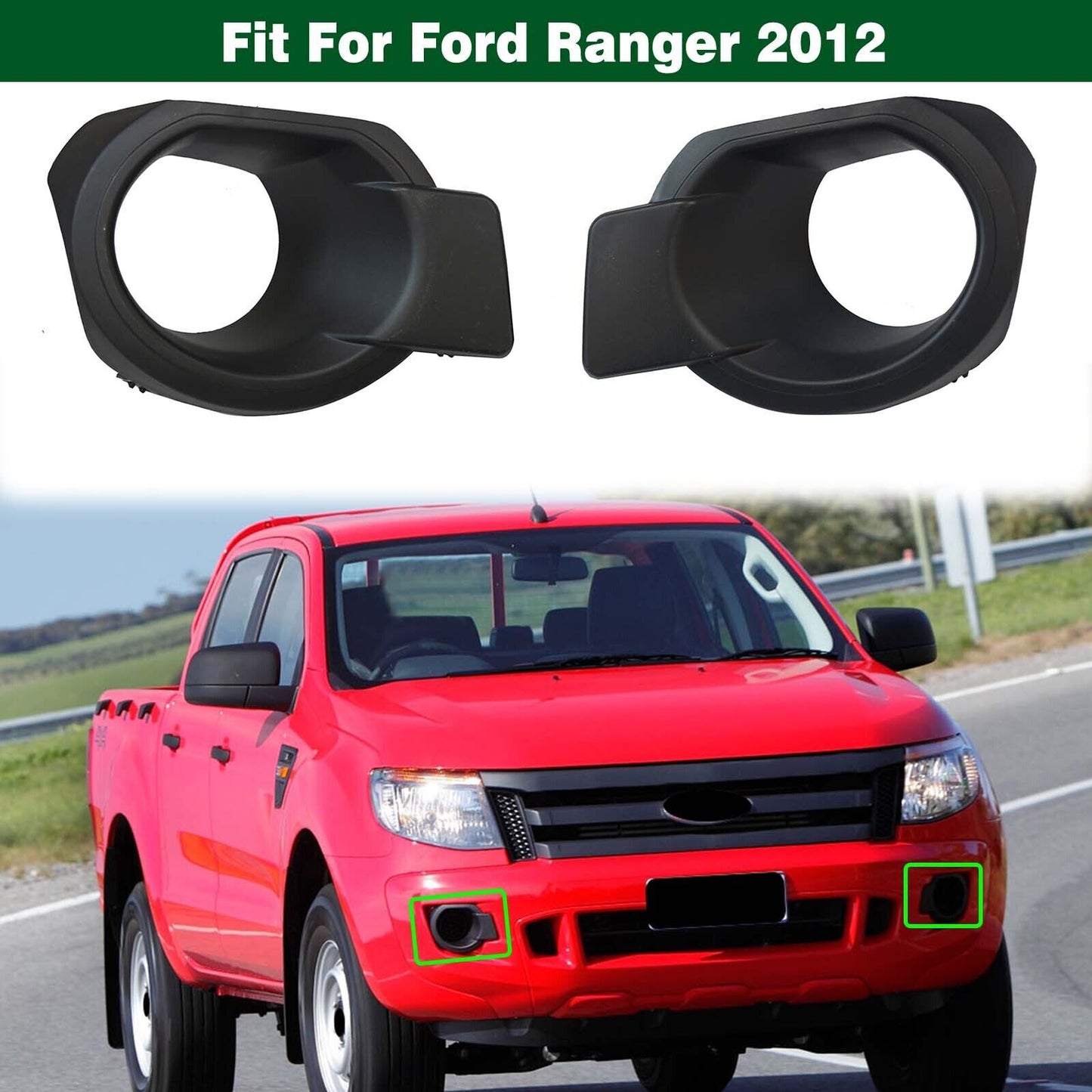 1Pair Front Bumper Fog Light Cover Fog Lamp Bezels Fit for Ford Ranger 2012-2015