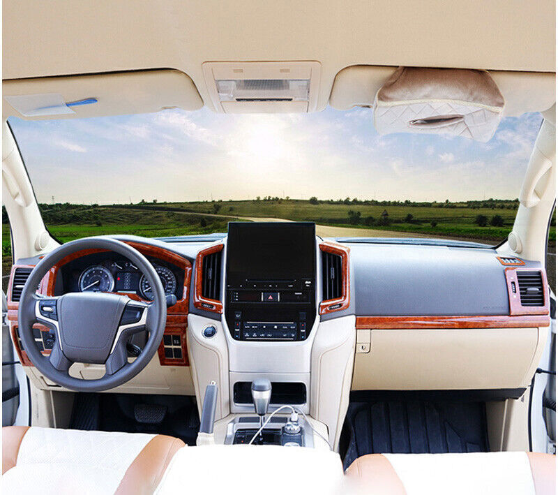 for Toyota for Land Cruiser 2016-21 1P Wood Grain Instrument Panel Frame Cover Trim