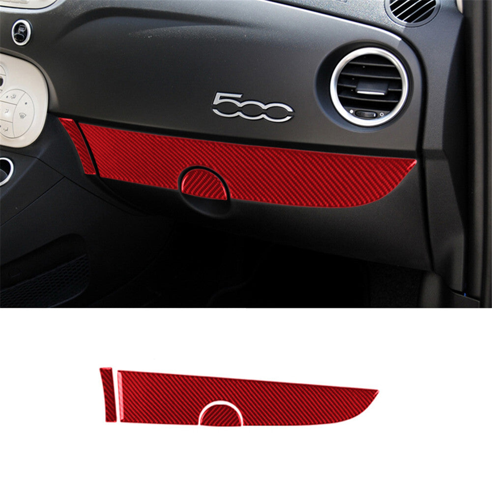 29X Red Carbon Fiber Interior Full Kit Cover Trim Sticker for Fiat 500 2012-2015