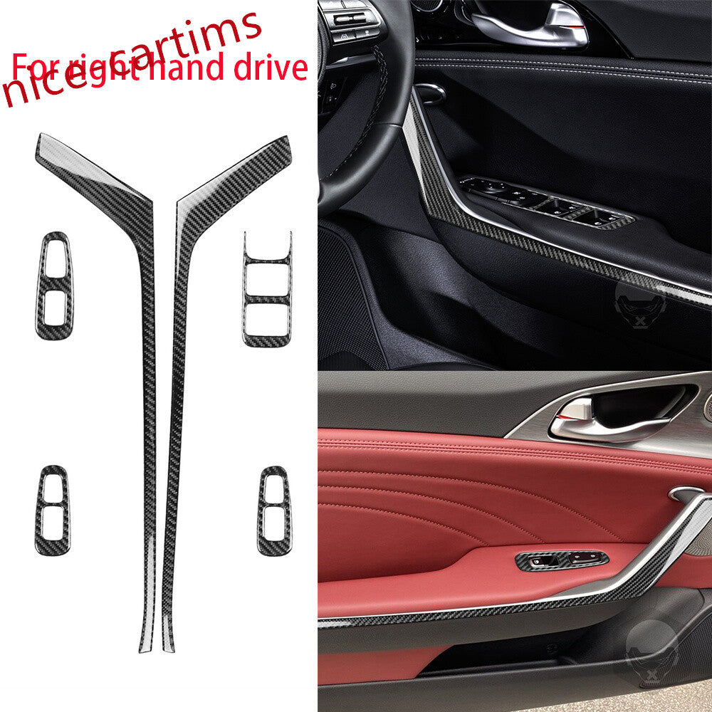 for Kia Stinger 2019+ RHD Window Lift Switch Door Panel Set Trim Carbon Fiber¡Á6