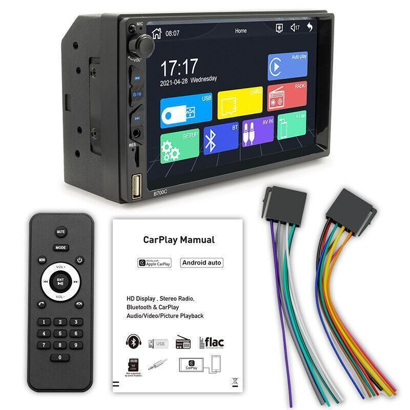 Auto Bluetooth Touch Screen 7 Double DIN Stereo Radio Carplay USB Aux TF Card