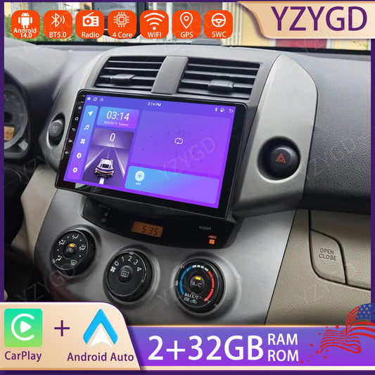 9inch Android 14 Carplay Car Radio for Toyota RAV4 2007-2012 Stereo GPS Screen