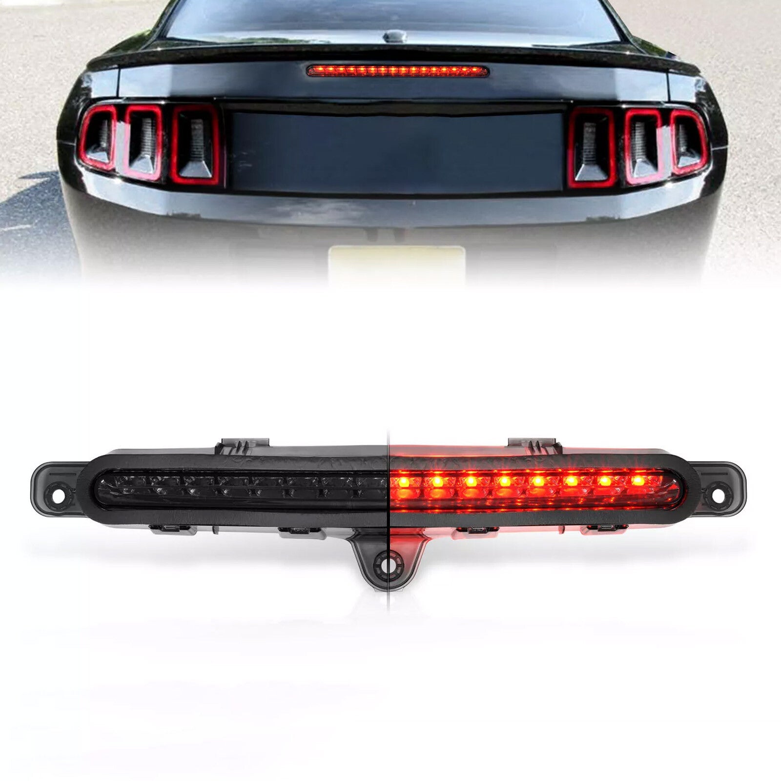Full LED 3RD Third Brake Lights Black For 2010-2014 for Ford for Mustang GT Base 2-Door
