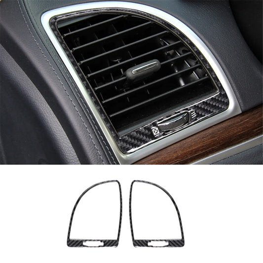 2Pcs Air Vent Frame Trim Cover Carbon Fiber Interior for Chrysler 300 2015-2017