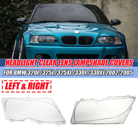 2x Headlight Lens Cover for BMW 3-Series E46 4 Door facelift 2001-2004 Lampshade