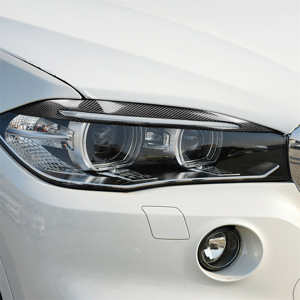 Carbon Fiber Headlight Eyelids Eyebrow Cover for BMW F15 X5 F85 X5M X6 2014-2018