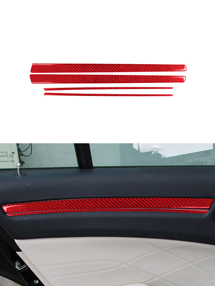 for Chrysler 300 2015-2017 Red 4Pc Rear Door Trim Strip Cover Decor Carbon Fiber