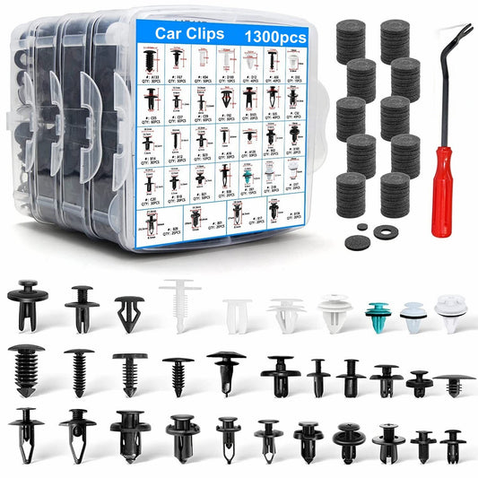 Car mounting clips 1300 pieces, car door panel trim clip kit, 1 piece fastener/makeup remover.