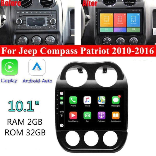 Car Android Stereo Radio GPS WiFi CarPlay 2+32GB for Jeep Compass Patriot 10-16