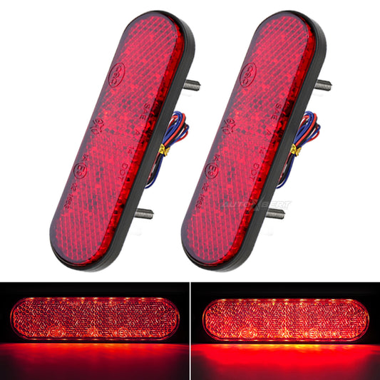 Pair LED Red Tail Brake Light Reflector 12V 24V Motorcycle ATV Fog Lamp Off Road