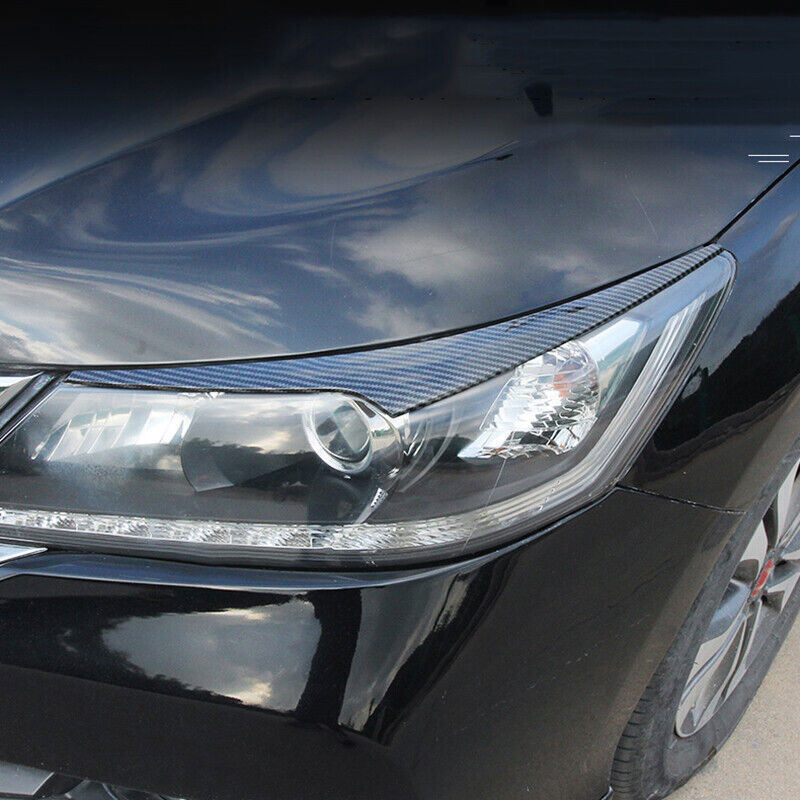 for Honda Accord 2014-15 Carbon Fiber Headlight Eyebrow Eyelid Strips Cover Trim