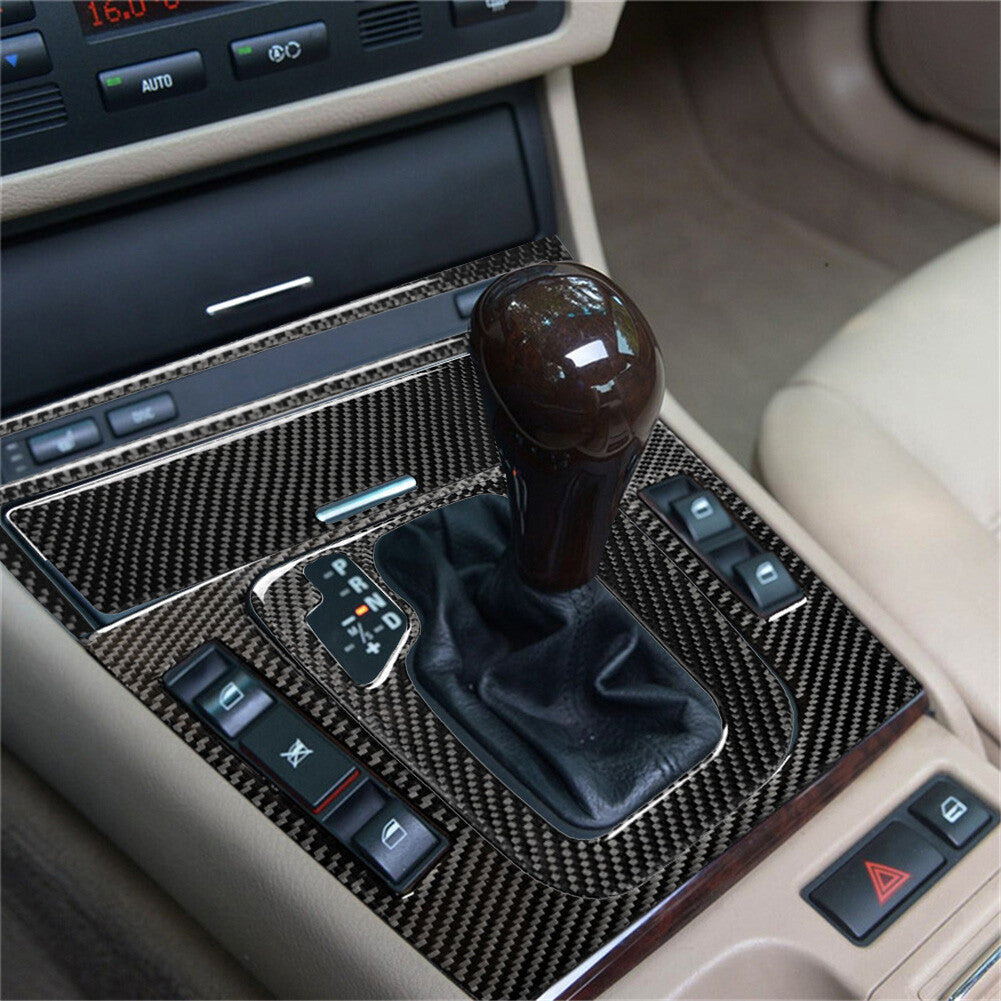 4x Carbon Fiber Interior Gear Shift Frame Cover Trim for BMW 3 Series E46 98-05
