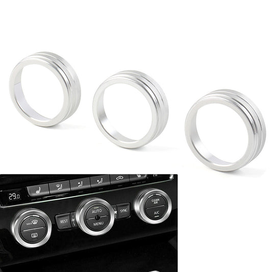 AC Climate Control Ring Knob Cover f¨¹r for VW for Golf for Jetta for Tiguan for Passat Atlas Silber