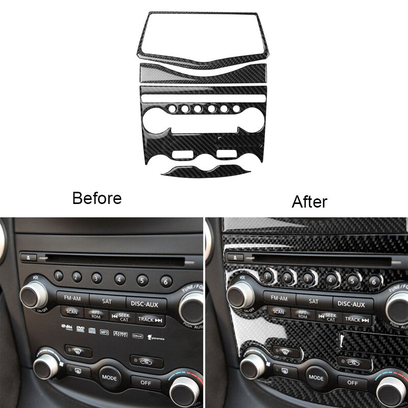 5Pcs Carbon Fiber Conditioner Control Panel Cover Trim for Nissan 370Z 2009-2020
