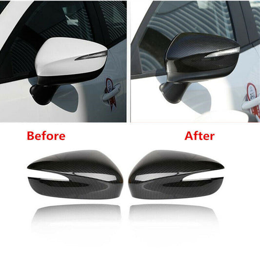 2P Carbon Fiber Side Door Rearview Mirror Cover Trim for Mazda CX-3 CX3 2016-21
