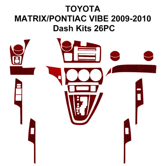 Red Carbon Fiber Interior Full Sets Cover Trim Kit for Toyota Matrix 2009-2014