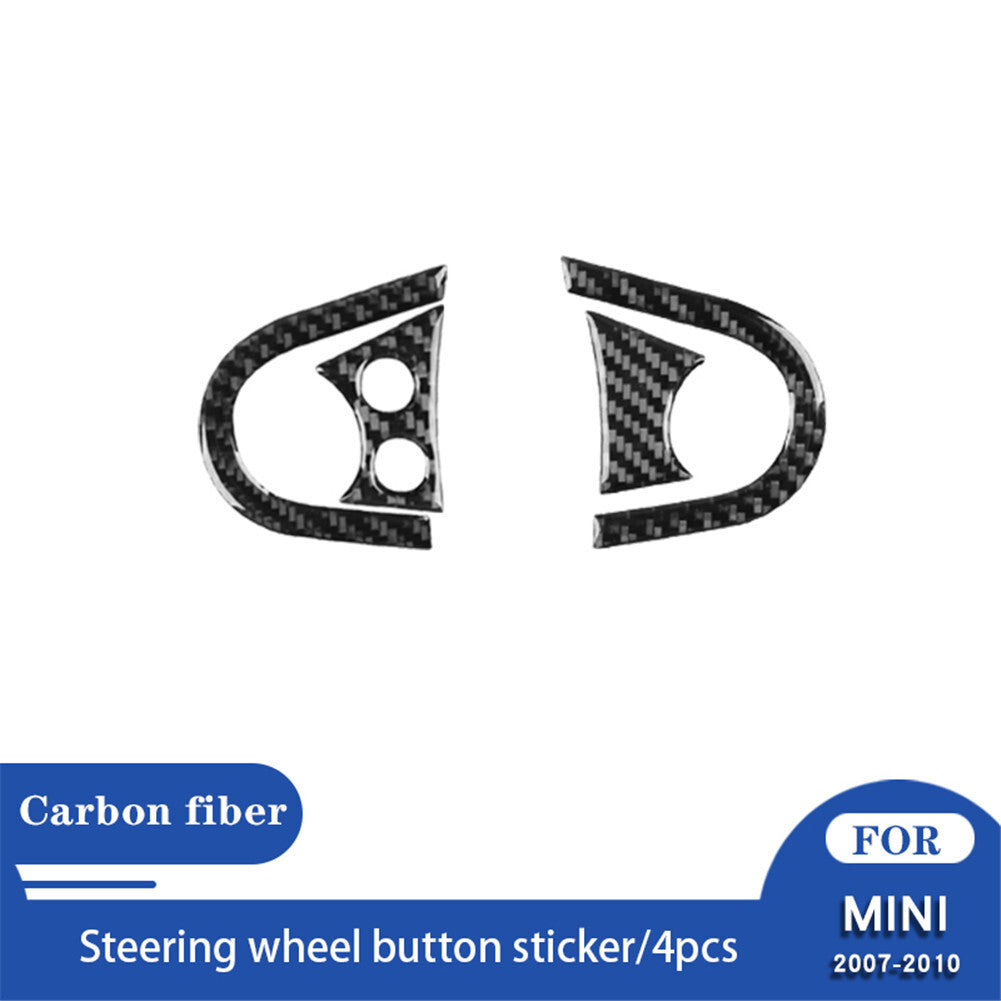 4X Carbon Fiber Steering Wheel Accent Trim for BMW for MINI Cooper 2007-2010